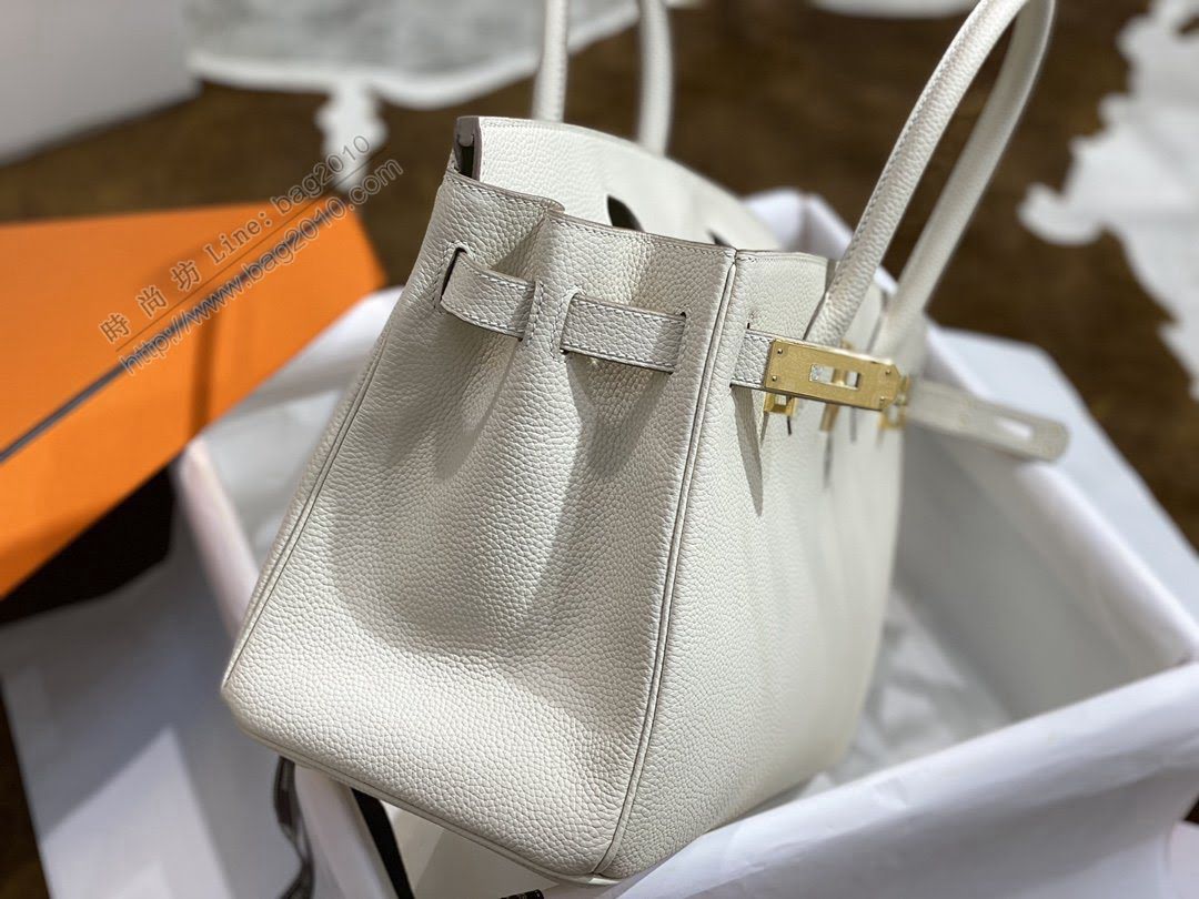 Hermesn鉑金女包 愛馬仕Birkin手提包 奶昔白 Togo皮  am2240